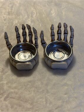Skull Hands Tealight Candle Holders Set of 2